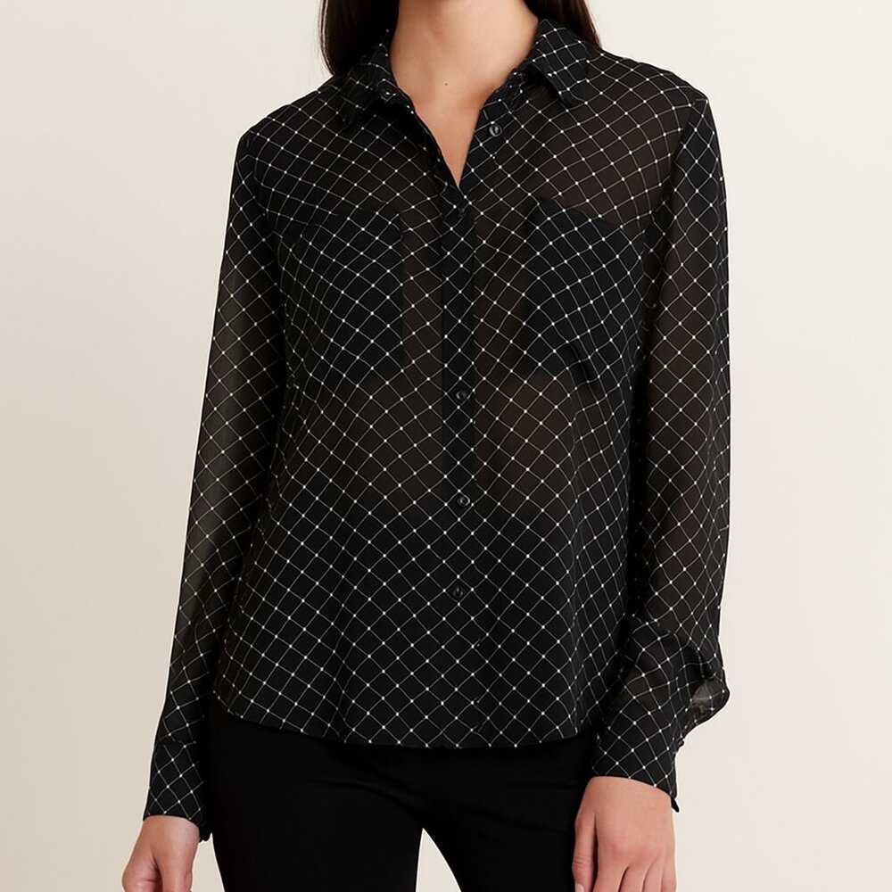 Club Monaco Black and White Grid women’s Shirt